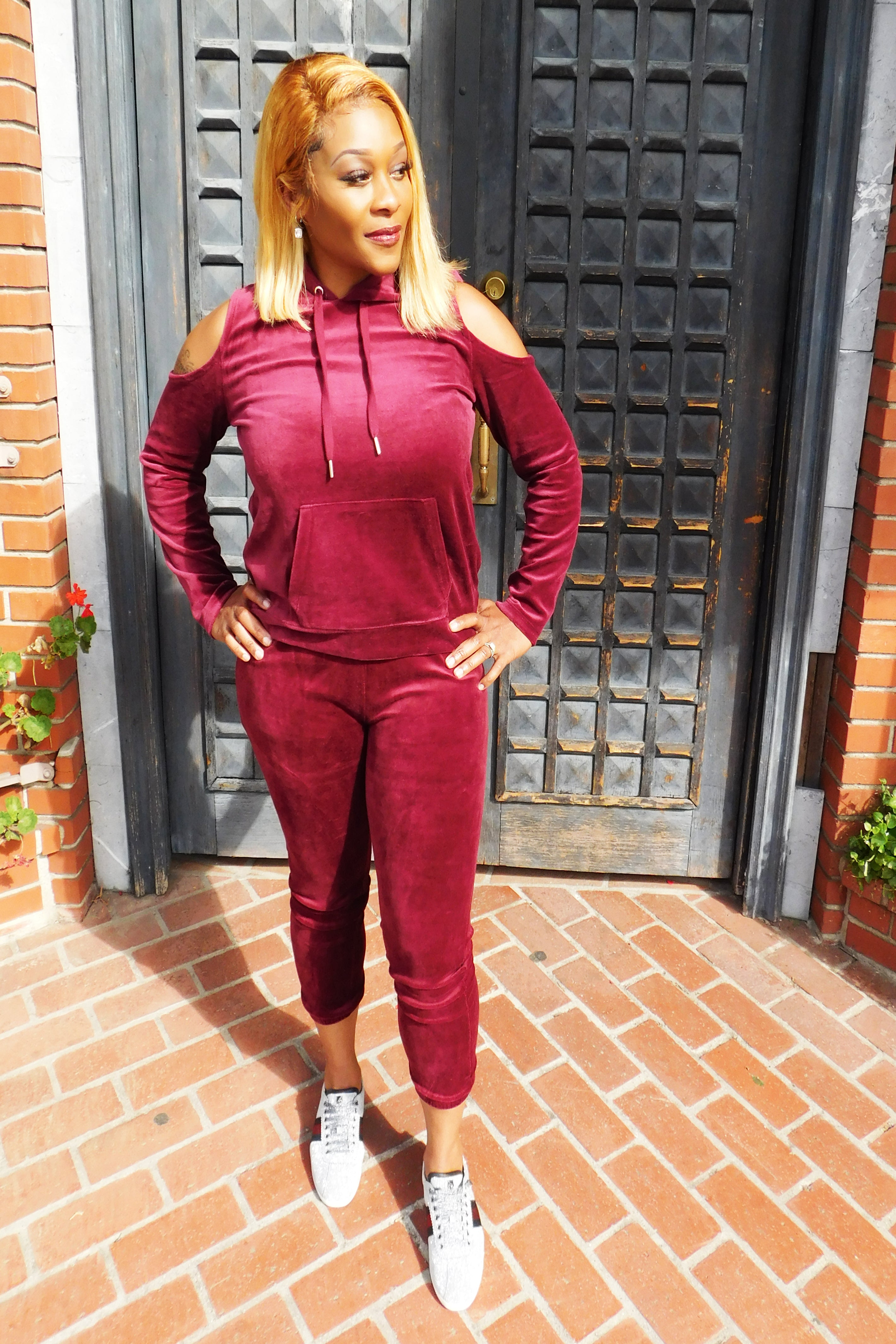 Peek-A-Boo Shoulders Hooded Set