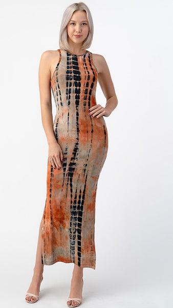 black and orange tie dye dress Stylish Women's 3D Tie-Dye Floral Mini Dress for Fashionistas main image 0